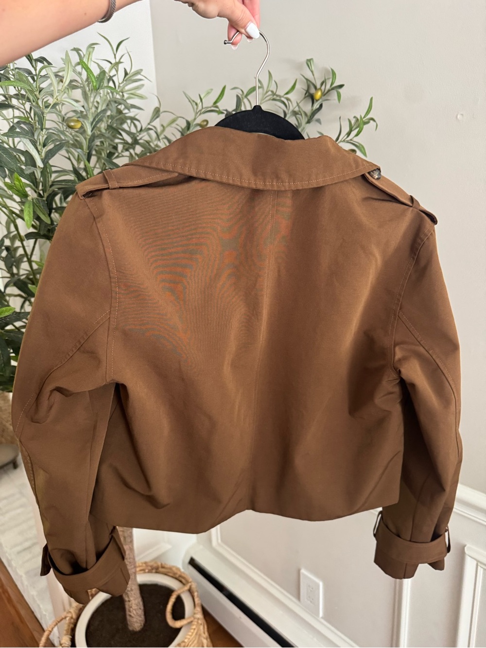 House of Harlow 1960 Cropped Double-Breasted Trench Coat - Brown - Picture 2 of 6